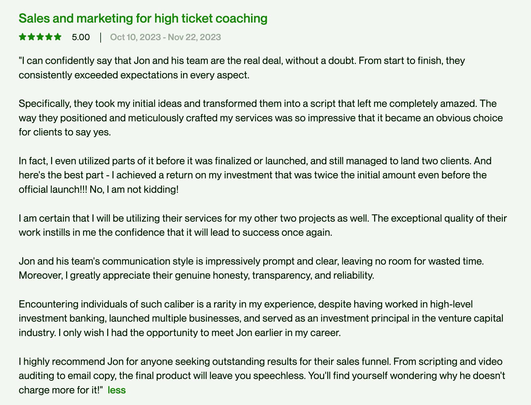 Client Testimonial