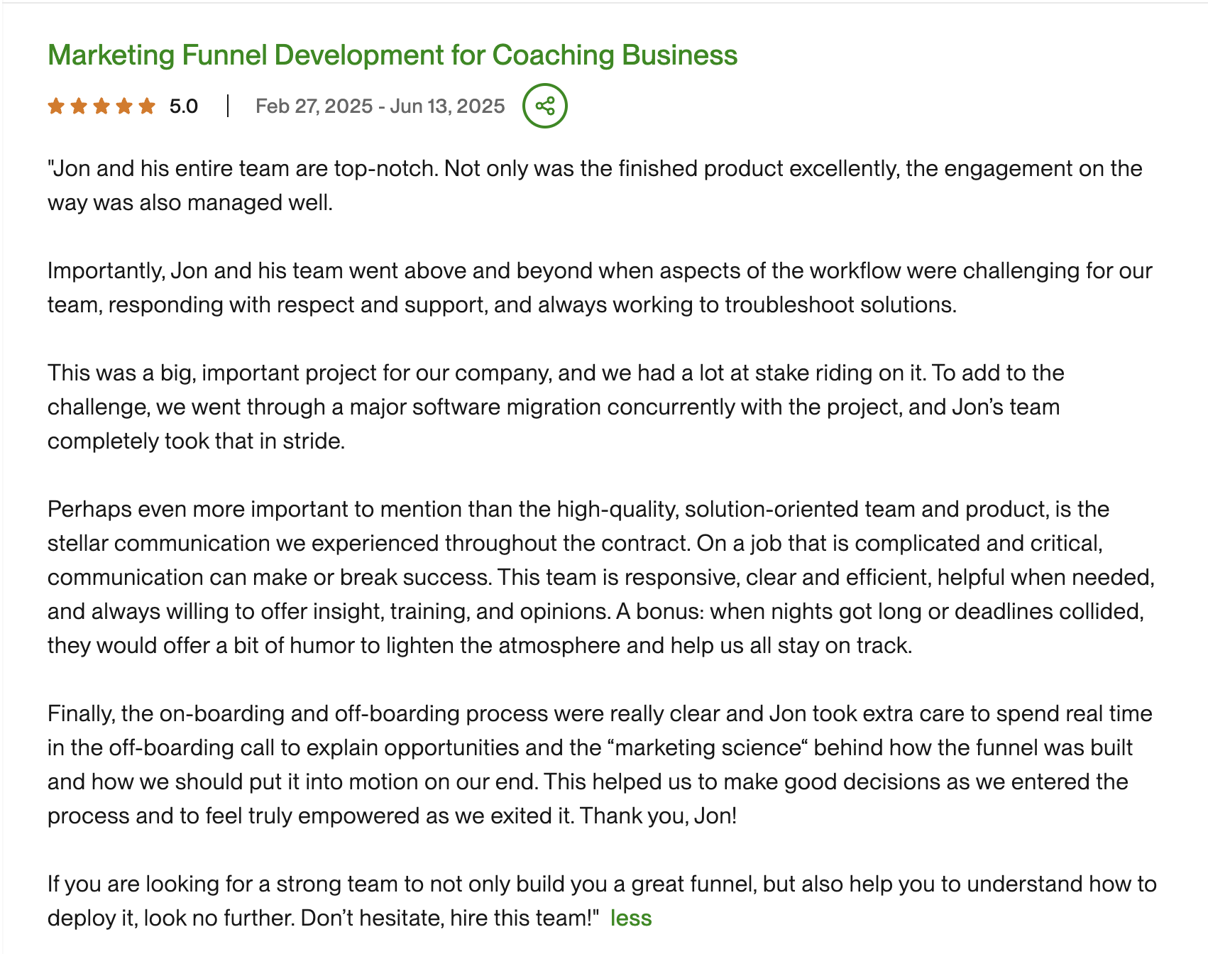 Client Testimonial